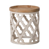 23" Large Distressed White Side Table