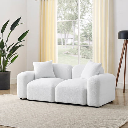 L-Shape Modular Sectional Sofa, DIY Combination,Teddy Fabric,White