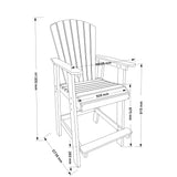 HDPE Bar Chair, Outdoor Tall Adirondack Chairs Set of 2, Patio Bar Stool Chair with High Back White + Gray, Set of 2