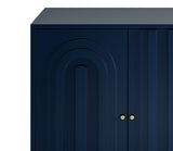 Modern Blue Lacquered 4 Door Wooden Cabinet Sideboard Buffet Server Cabinet Storage Cabinet, for Living Room, Entryway, Hallway, Office, Kitchen and Dining Room