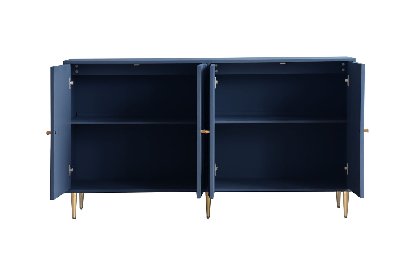 Modern Blue Lacquered 4 Door Wooden Cabinet Sideboard Buffet Server Cabinet Storage Cabinet, for Living Room, Entryway, Hallway, Office, Kitchen and Dining Room