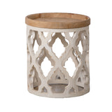 23" Large Distressed White Side Table