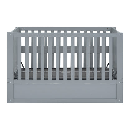 Crib with Drawers and 3 Height Options, Gray