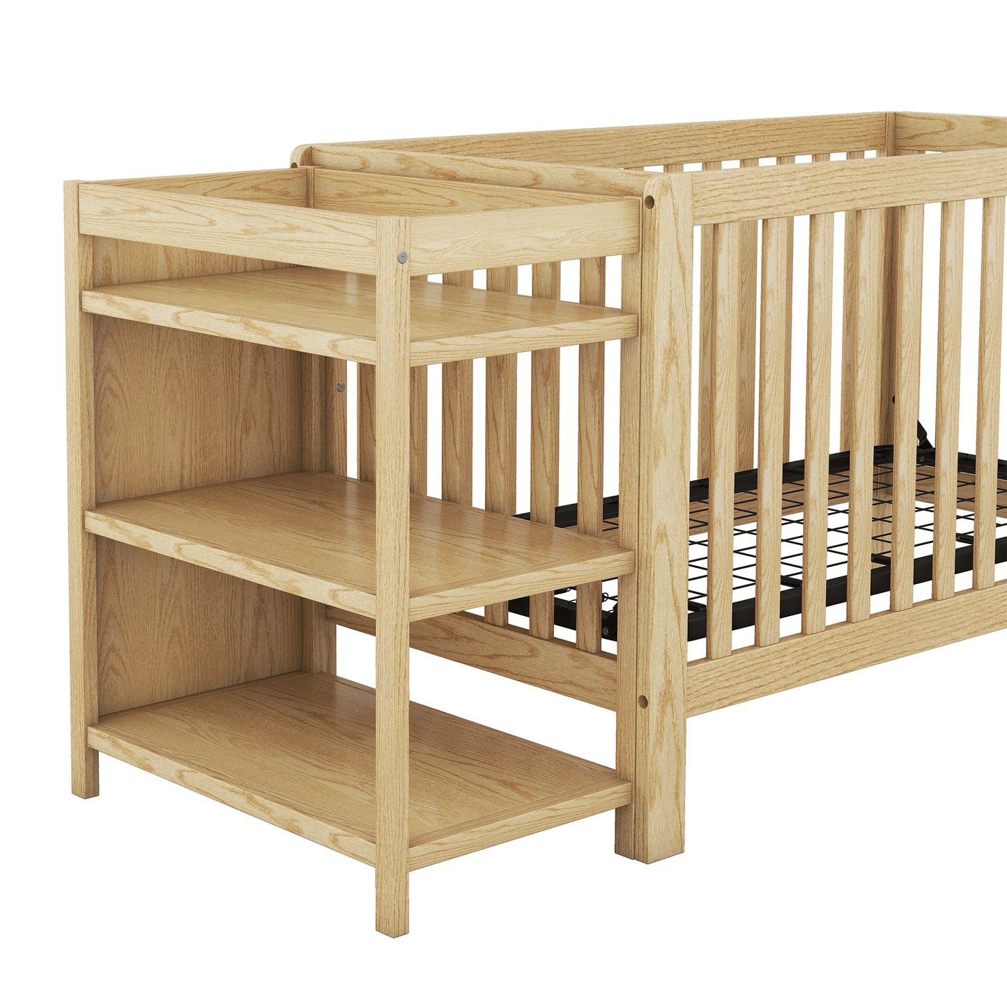 Convertible Crib with Changing Table, Natural