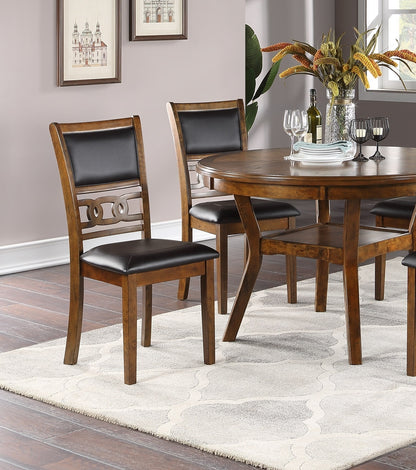 Dining Room Furniture Walnut Finish Set of 2 Side Chairs Cushion Seats Unique Back Kitchen Breakfast Chairs