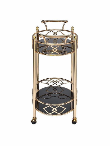 ACME Ottesen Serving Cart, Gold & Black Glass 98351