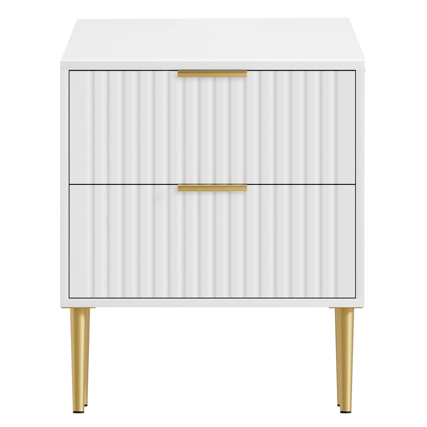 Glavbiku Modern 2 Drawers Nightstands,Wood Bedside Table with Charging,White,Adult