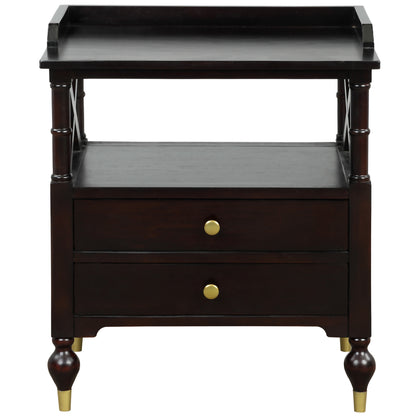 Modern Black Cherry 2 Drawer Nightstand