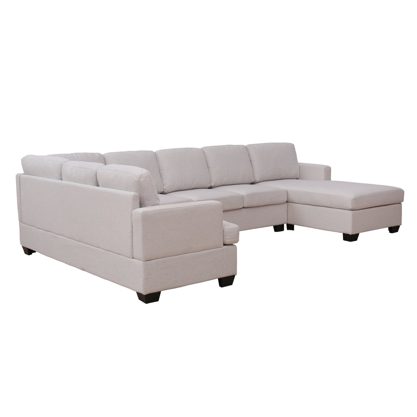 Ustyle Modern Large Upholstered  U-Shape Sectional Sofa, Extra Wide Chaise Lounge Couch,  Beige