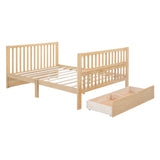 Convertible Crib/Full Size Bed with Drawers and 3 Height Options, Natural