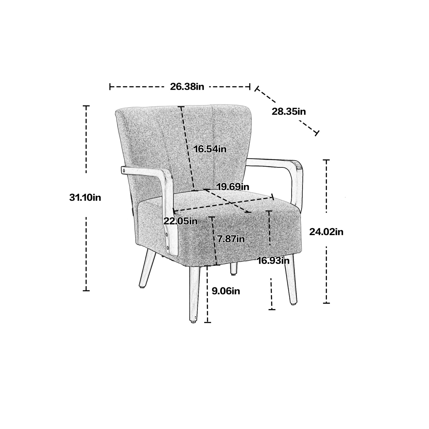 COOLMORE Wood Frame Armchair,  Modern Accent Chair Lounge Chair for Living Room