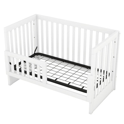 Convertible Crib/Full Size Bed with Changing Table, White