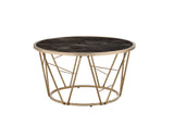 ACME Cicatrix Coffee Table, Faux Black Marble Glass & Champagne Finish 83300