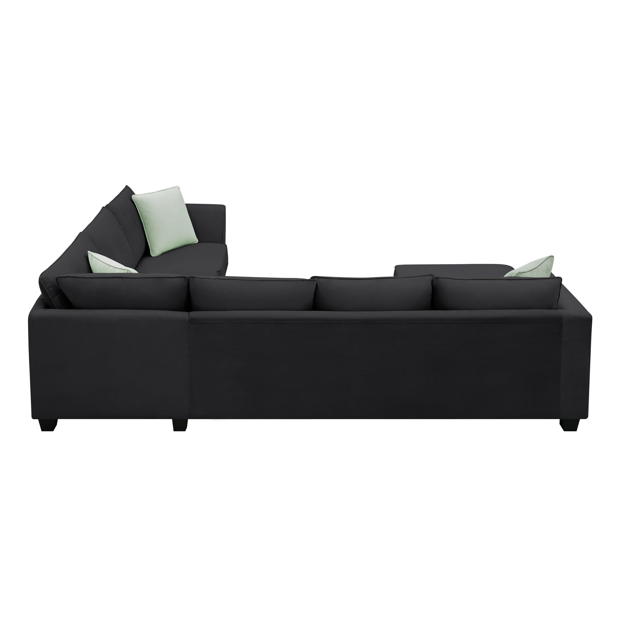 [VIDEO provided] 112*87" Sectional Sofa Couches Living Room Sets 7 Seats Modular Sectional Sofa with Ottoman L Shape Fabric Sofa Corner Couch Set with 3 Pillows, Black