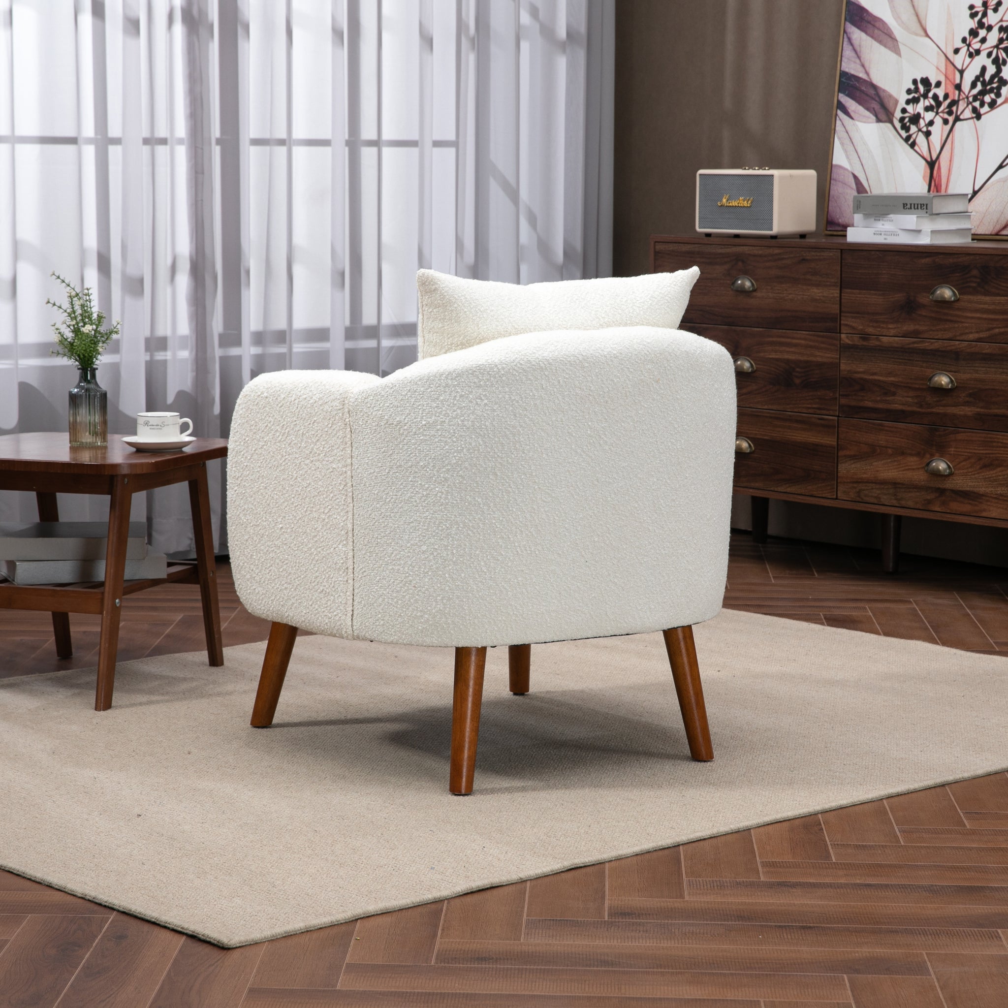 COOLMORE Wood Frame Armchair,  Modern Accent Chair Lounge Chair for Living Room