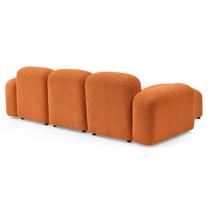 L-Shape Modular Sectional Sofa,DIY Combination,Teddy Fabric,Orange.