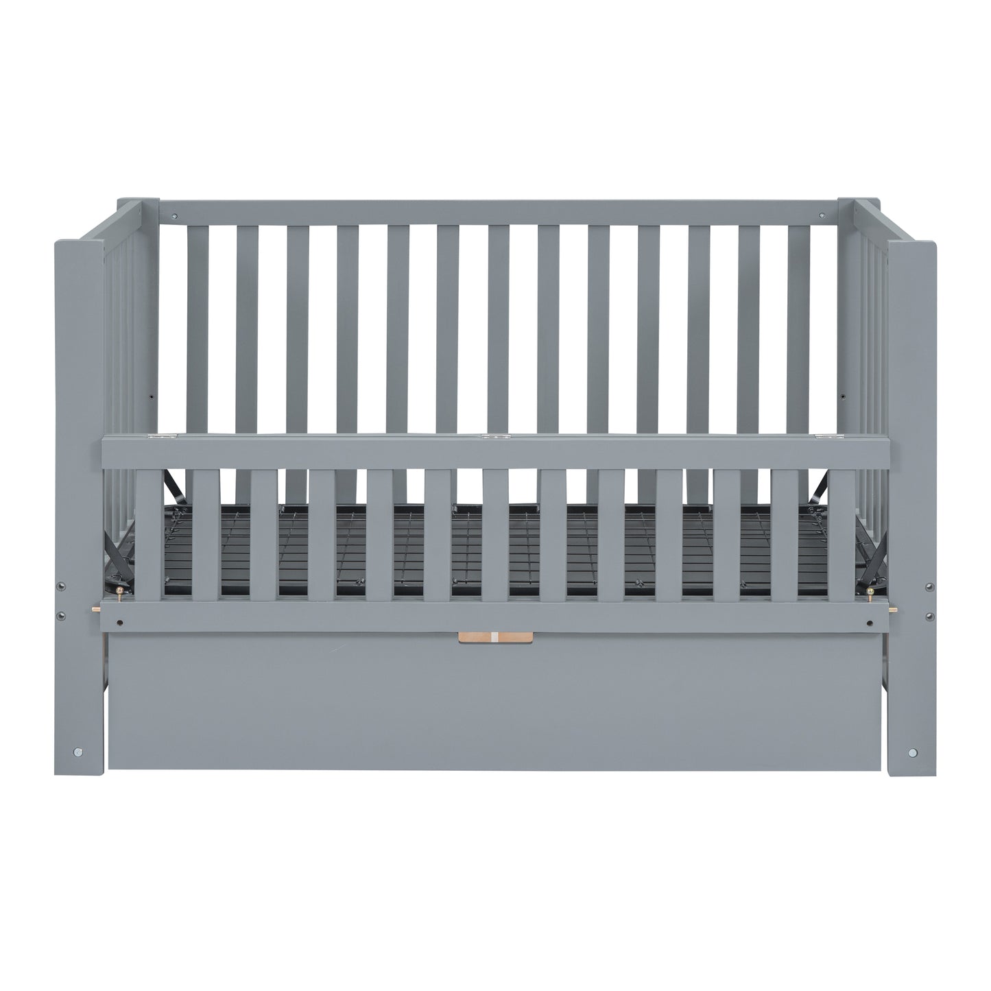 Crib with Drawers and 3 Height Options, Gray