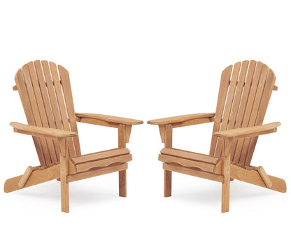 Wooden Outdoor Folding Adirondack Chair Set of 2 Wood Lounge Patio Chair for Garden,Garden, Lawn, Backyard, Deck, Pool Side, Fire Pit,Half Assembled,