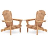 Wooden Outdoor Folding Adirondack Chair Set of 2 Wood Lounge Patio Chair for Garden,Garden, Lawn, Backyard, Deck, Pool Side, Fire Pit,Half Assembled,