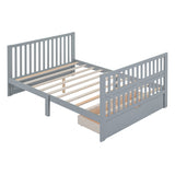 Convertible Crib/Full Size Bed with Drawers and 3 Height Options, Gray