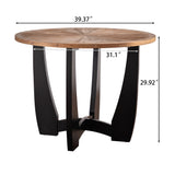 39.37 "Retro Patchwork Round Coffee Table with Scattered Pattern Tabletop and Crossed Cedar Legs