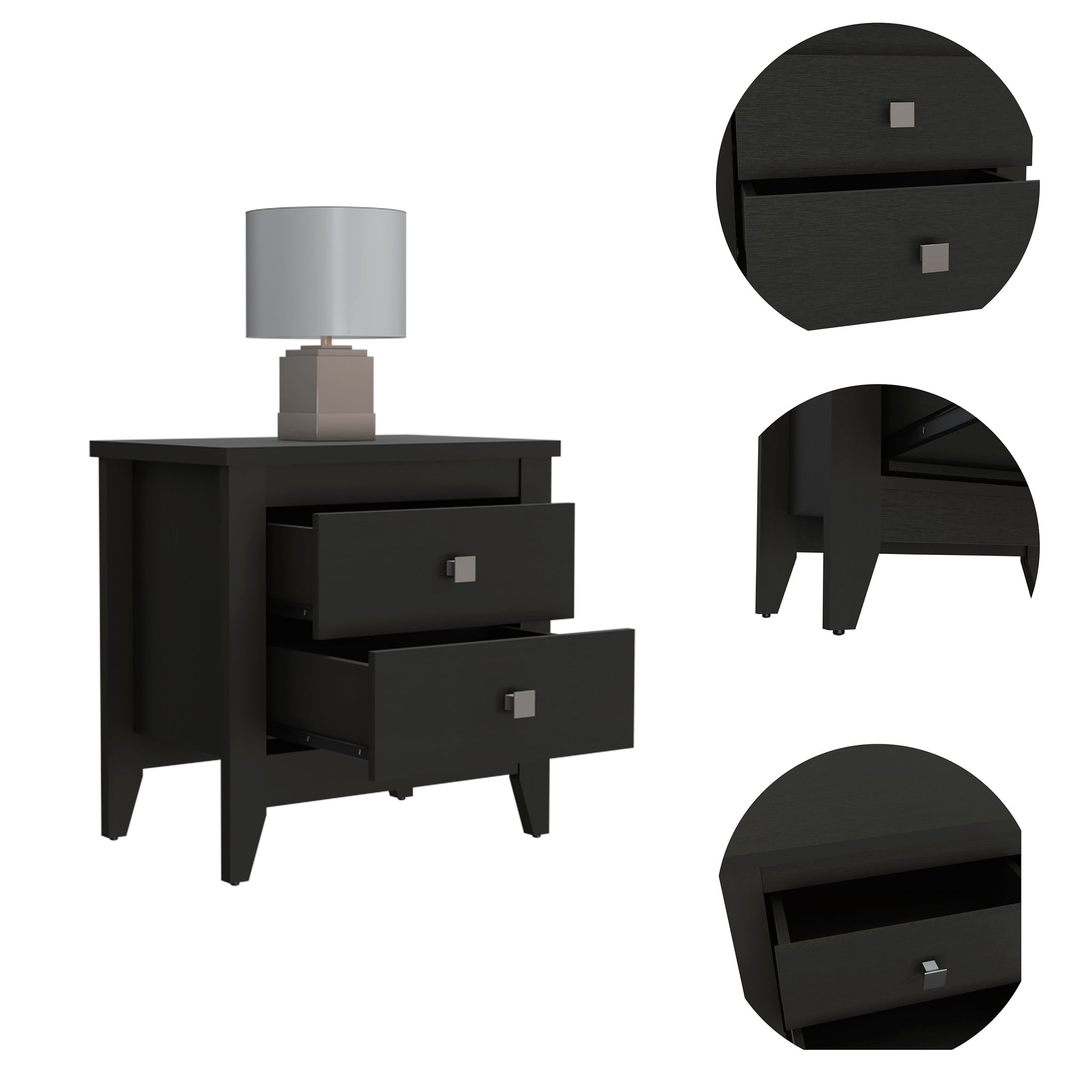 Windsor 2-Drawer Nightstand Black Wengue