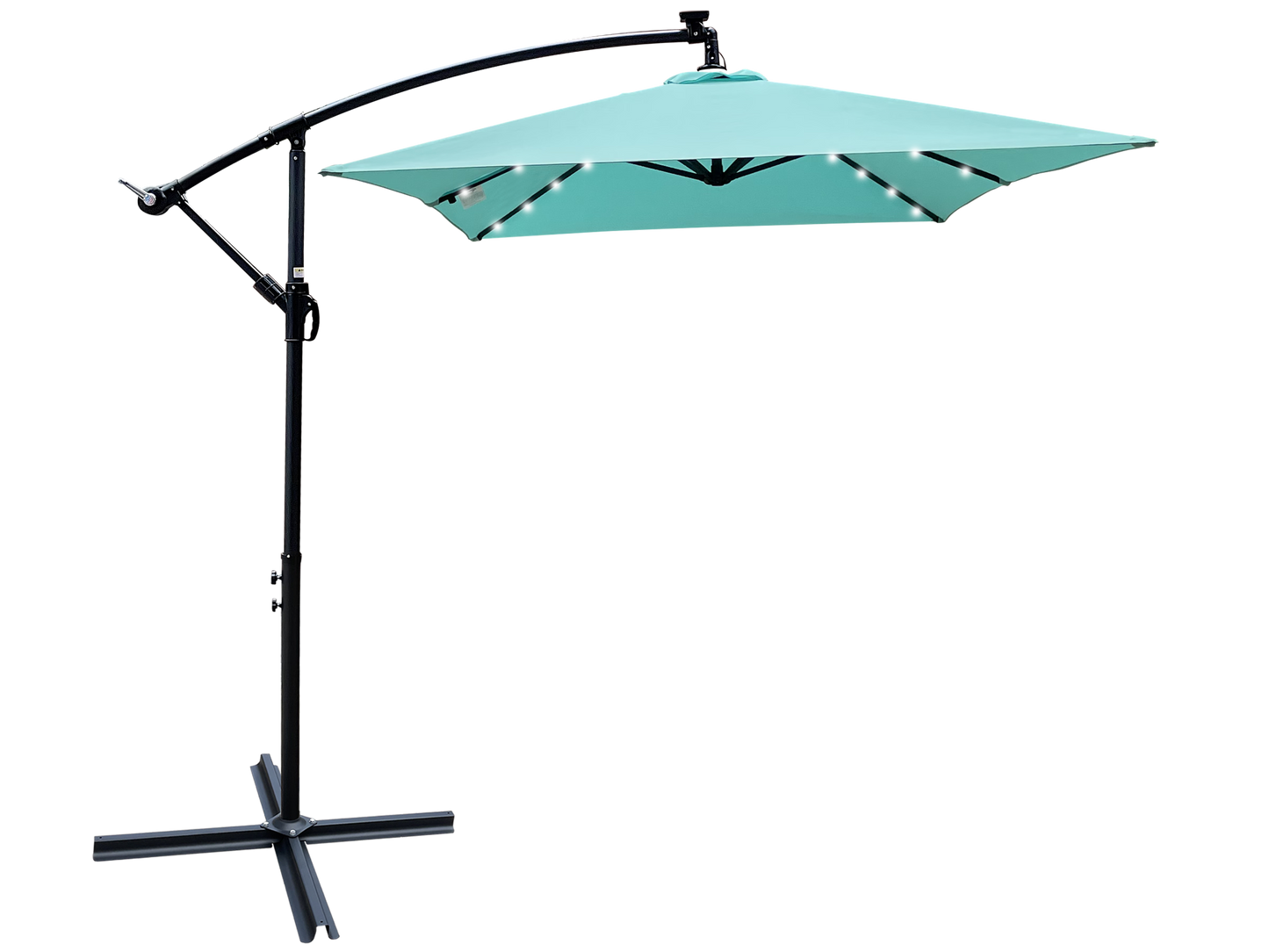 Rectangle 2x3M Outdoor Patio Umbrella Solar Powered LED Lighted Sun Shade Market Waterproof 6 Ribs Umbrella with Crank and Cross Base for Garden Deck Backyard Pool Shade Outside Deck Swimming Pool