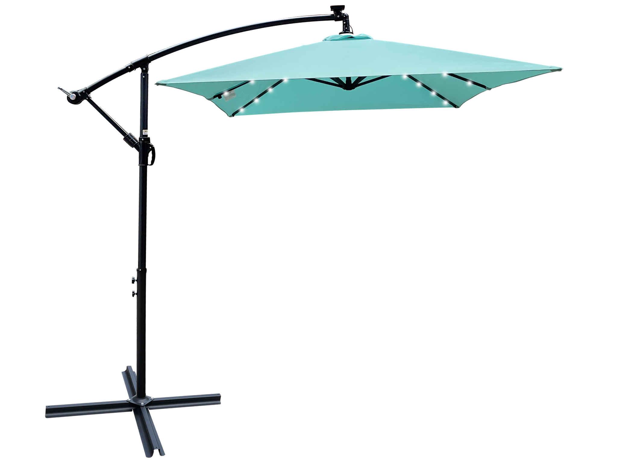 Rectangle 2x3M Outdoor Patio Umbrella Solar Powered LED Lighted Sun Shade Market Waterproof 6 Ribs Umbrella with Crank and Cross Base for Garden Deck Backyard Pool Shade Outside Deck Swimming Pool