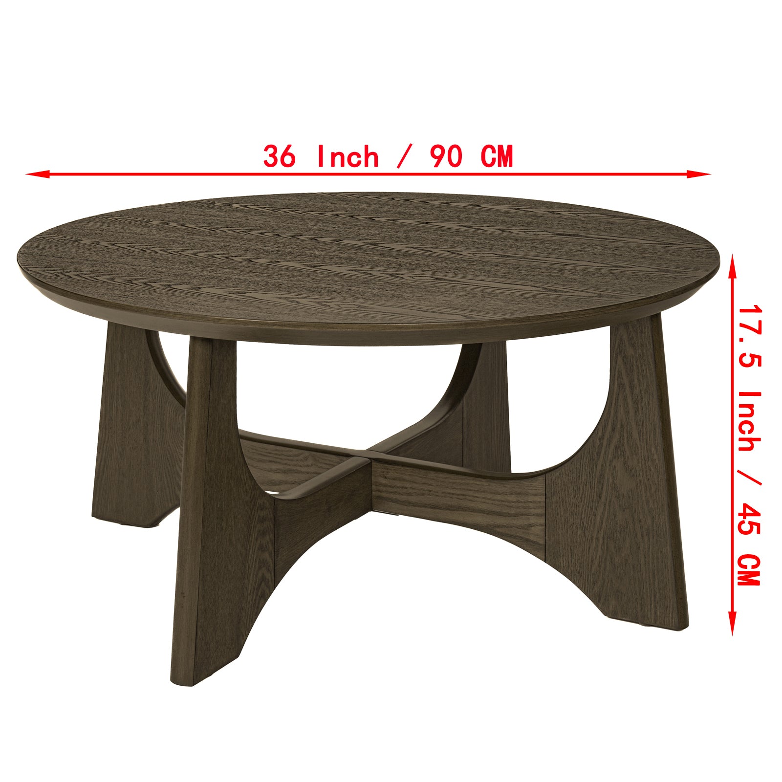 36" Round Coffee Table, Wooden Coffee Tables for Living Room Reception Room(Walnut)