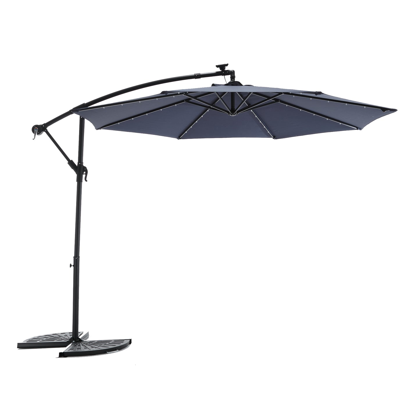 10ft Solar LED Offset Hanging Market Patio Umbrella  (Navy blue )