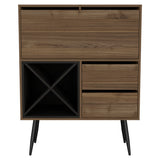 Somerville 4-Bottle 2-Drawer Bar Cabinet Mahogany and Black Wengue