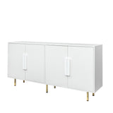 Sideboard Buffet Cabinet with Storage Modern Storage Cabinets with 4 Doors with Handle for Living Room Dining Room Entryway, White