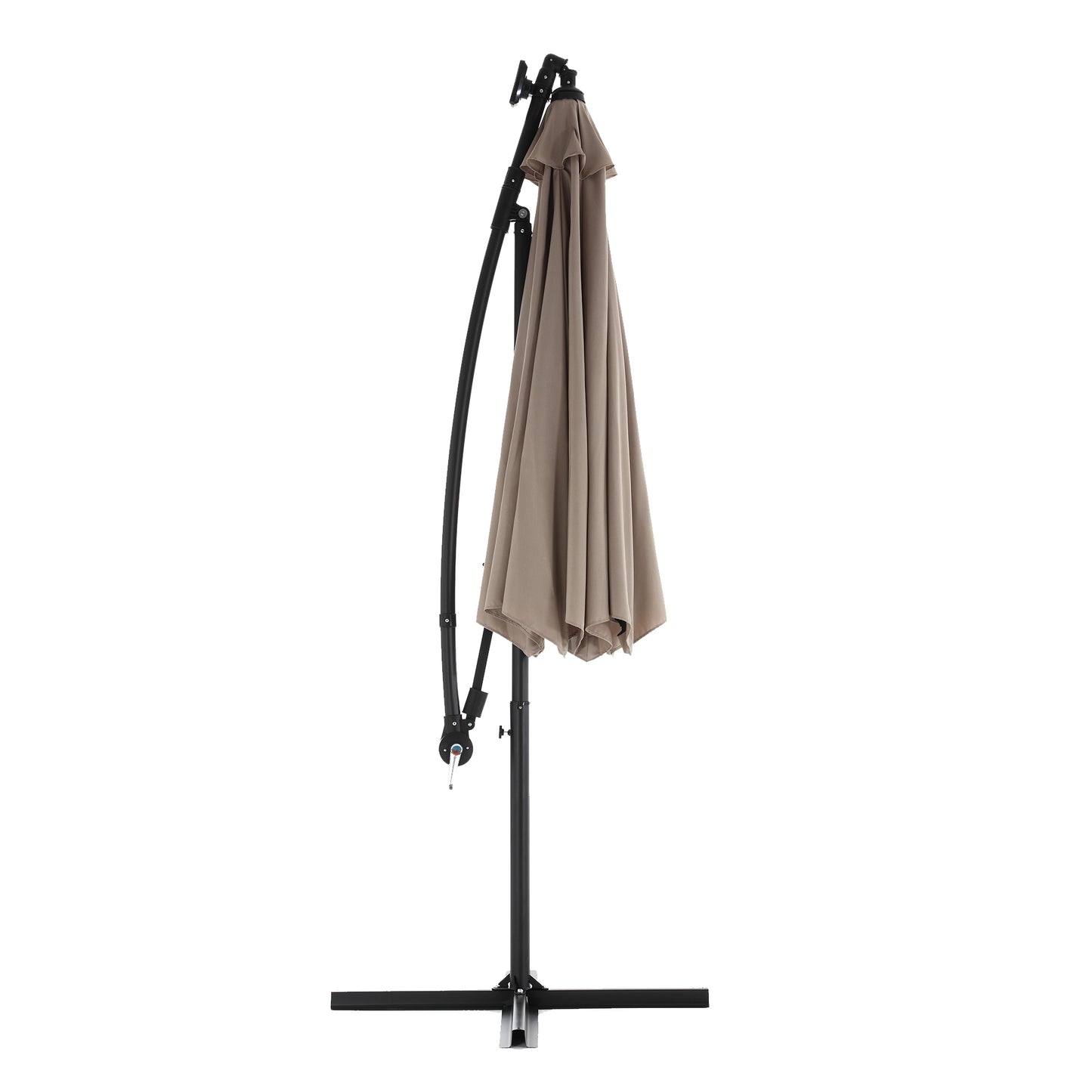 10ft Solar LED Offset Hanging Market Patio Umbrella  ( khaki )