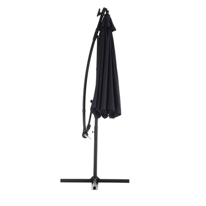 10ft Solar LED Offset Hanging Market Patio Umbrella  (Navy blue )