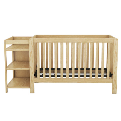 Convertible Crib with Changing Table, Natural