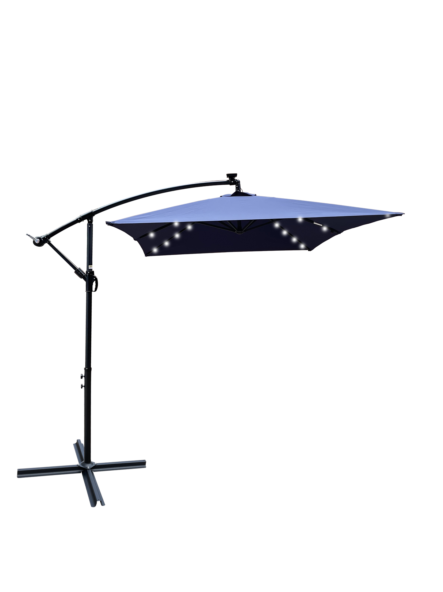 Rectangle 2x3M Outdoor Patio Umbrella Solar Powered LED Lighted Sun Shade Market Waterproof 6 Ribs Umbrella with Crank and Cross Base for Garden Deck Backyard Pool Shade Outside Deck Swimming Pool