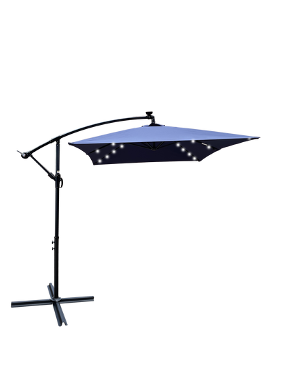 Rectangle 2x3M Outdoor Patio Umbrella Solar Powered LED Lighted Sun Shade Market Waterproof 6 Ribs Umbrella with Crank and Cross Base for Garden Deck Backyard Pool Shade Outside Deck Swimming Pool