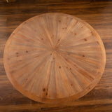 39.37 "Retro Patchwork Round Coffee Table with Scattered Pattern Tabletop and Crossed Cedar Legs