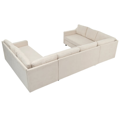 U_Style 3 Pieces Upholstered U-Shaped Large Sectional Sofa with Thick Seat and Back cushions