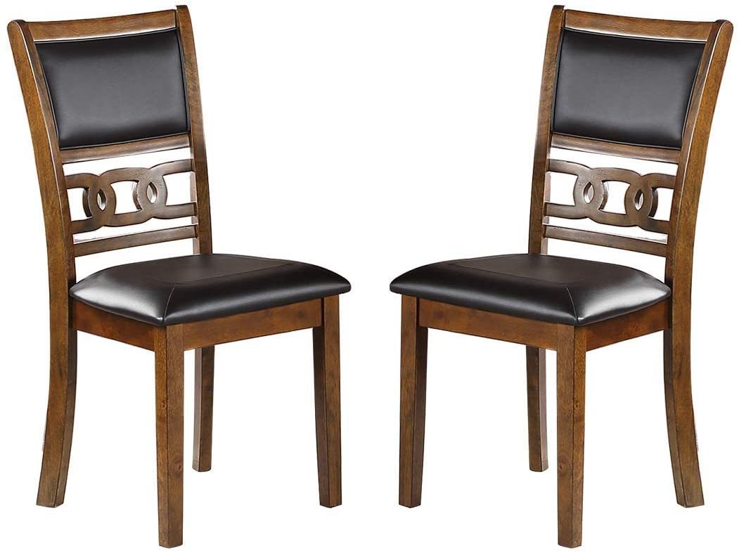 Dining Room Furniture Walnut Finish Set of 2 Side Chairs Cushion Seats Unique Back Kitchen Breakfast Chairs