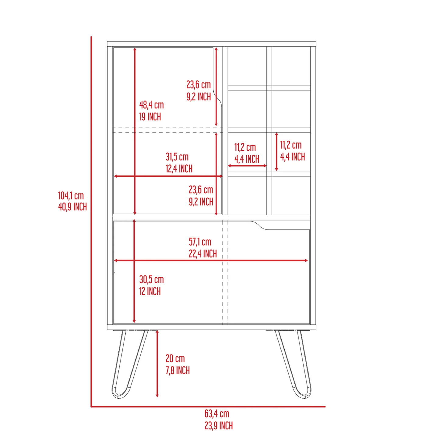 Thorndike 8-Bottle Rectangle Bar Cabinet White