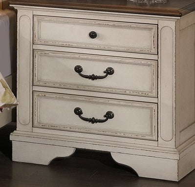 New Traditional Look Wooden Nightstand Drawers Bed Side Table Polished White Finish