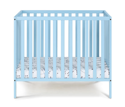 Palmer 3-in-1 Convertible Mini Crib Baby Blue w/ mattress pad