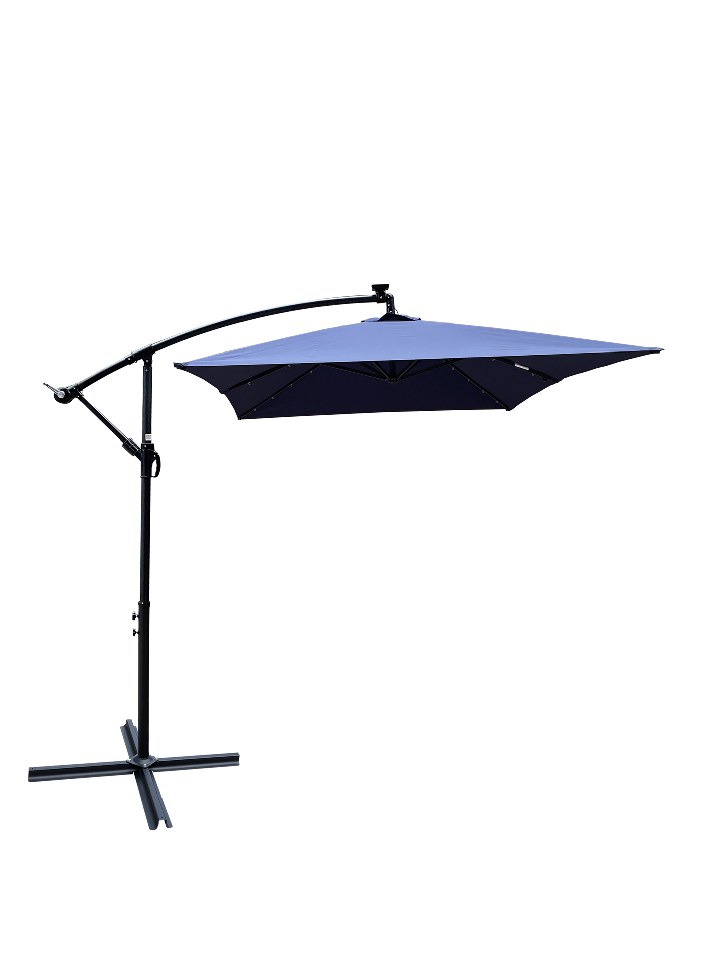 Rectangle 2x3M Outdoor Patio Umbrella Solar Powered LED Lighted Sun Shade Market Waterproof 6 Ribs Umbrella with Crank and Cross Base for Garden Deck Backyard Pool Shade Outside Deck Swimming Pool