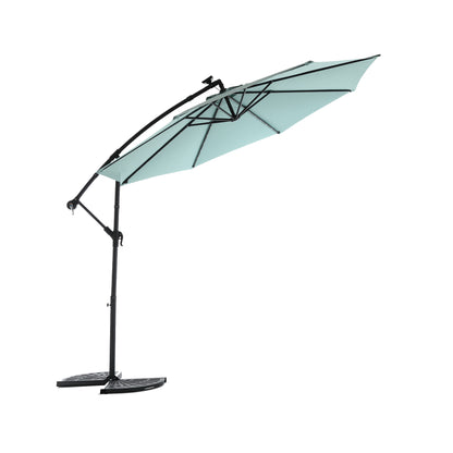 10ft Solar LED Offset Hanging Market Patio Umbrella  ( Light green )