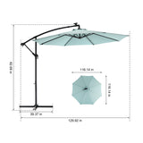 10ft Solar LED Offset Hanging Market Patio Umbrella  ( Light green )