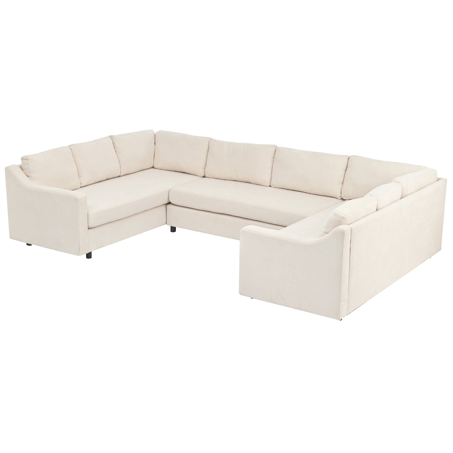 U_Style 3 Pieces Upholstered U-Shaped Large Sectional Sofa with Thick Seat and Back cushions