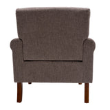 Cotton Accent Chair Mid-Century Modern Living Room Armchair with Nailhead Trim & Wood Legs Comfy Upholstered Single Sofa Chair for Lounge/Bedroom/Reception Brown