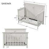 Rustic Farmhouse Style Whitewash 4-in-1 Convertible Baby Crib - Converts to Toddler Bed, Daybed and Full-Size Bed, White