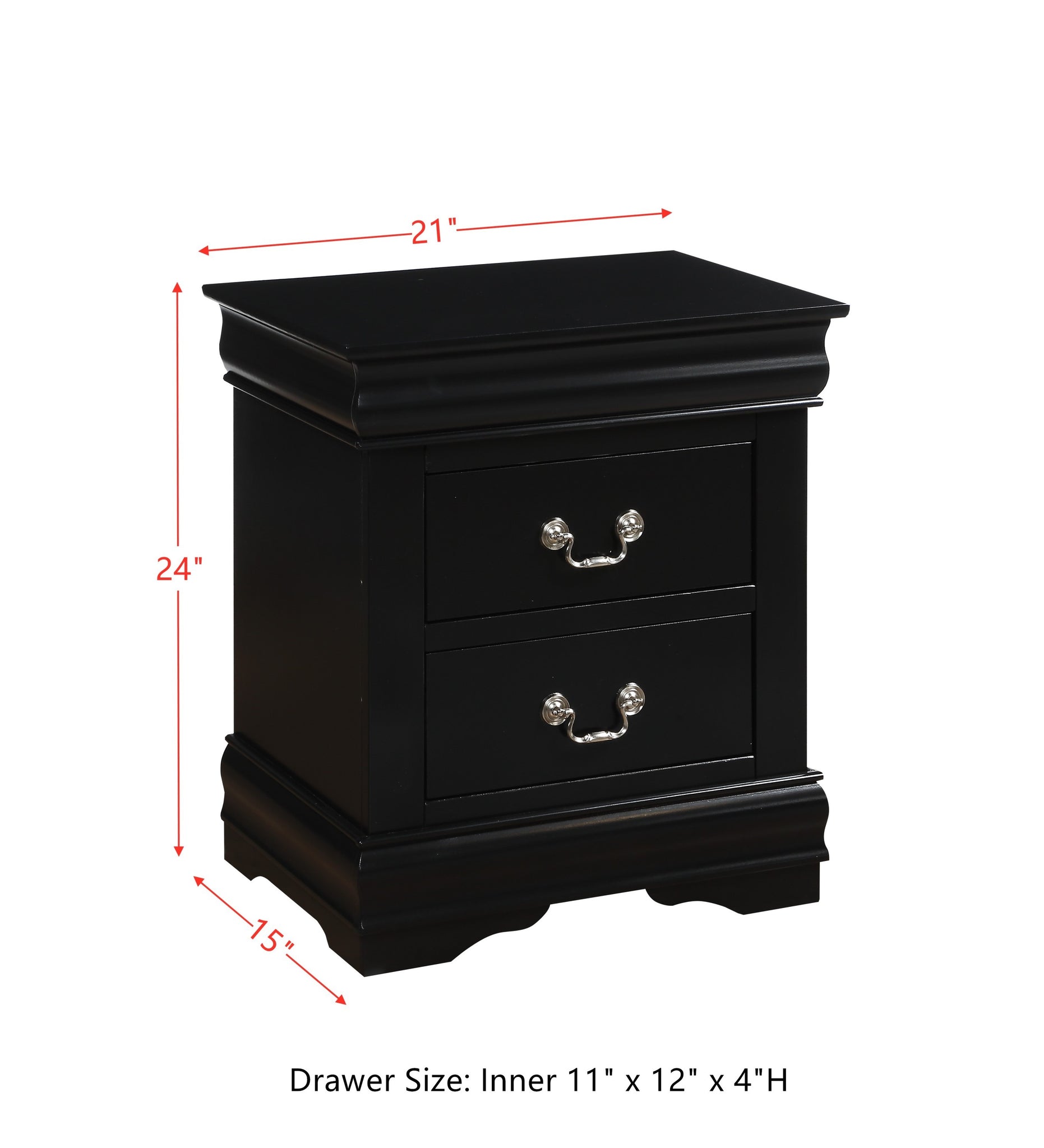 Glavbiku Louis Philippe Nightstand in Black 23733